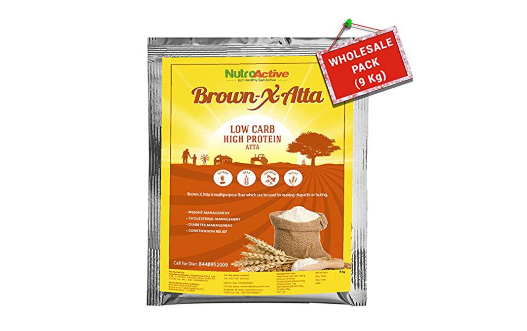NutroActive BrownXAtta, Low Carb High Protein Atta Pack 9 kilogram Reviews Nutrition